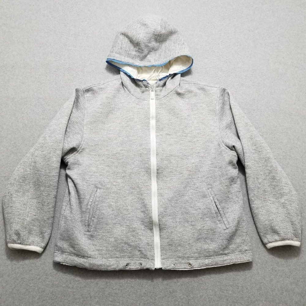 CS Jacket‎ Womens Large Gray Ivory Reversible Hooded Pockets